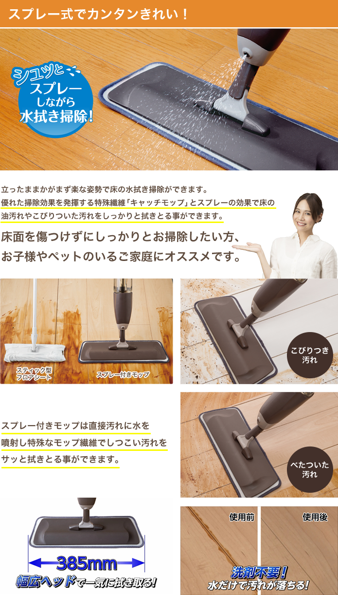 スプレー式でカンタンきれい!