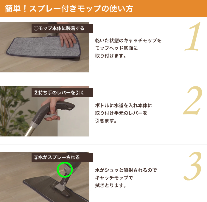 簡単!スプレー付きモップの使い方