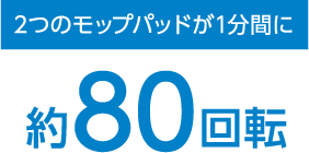 2つのモップパッドが1分間に約80回転